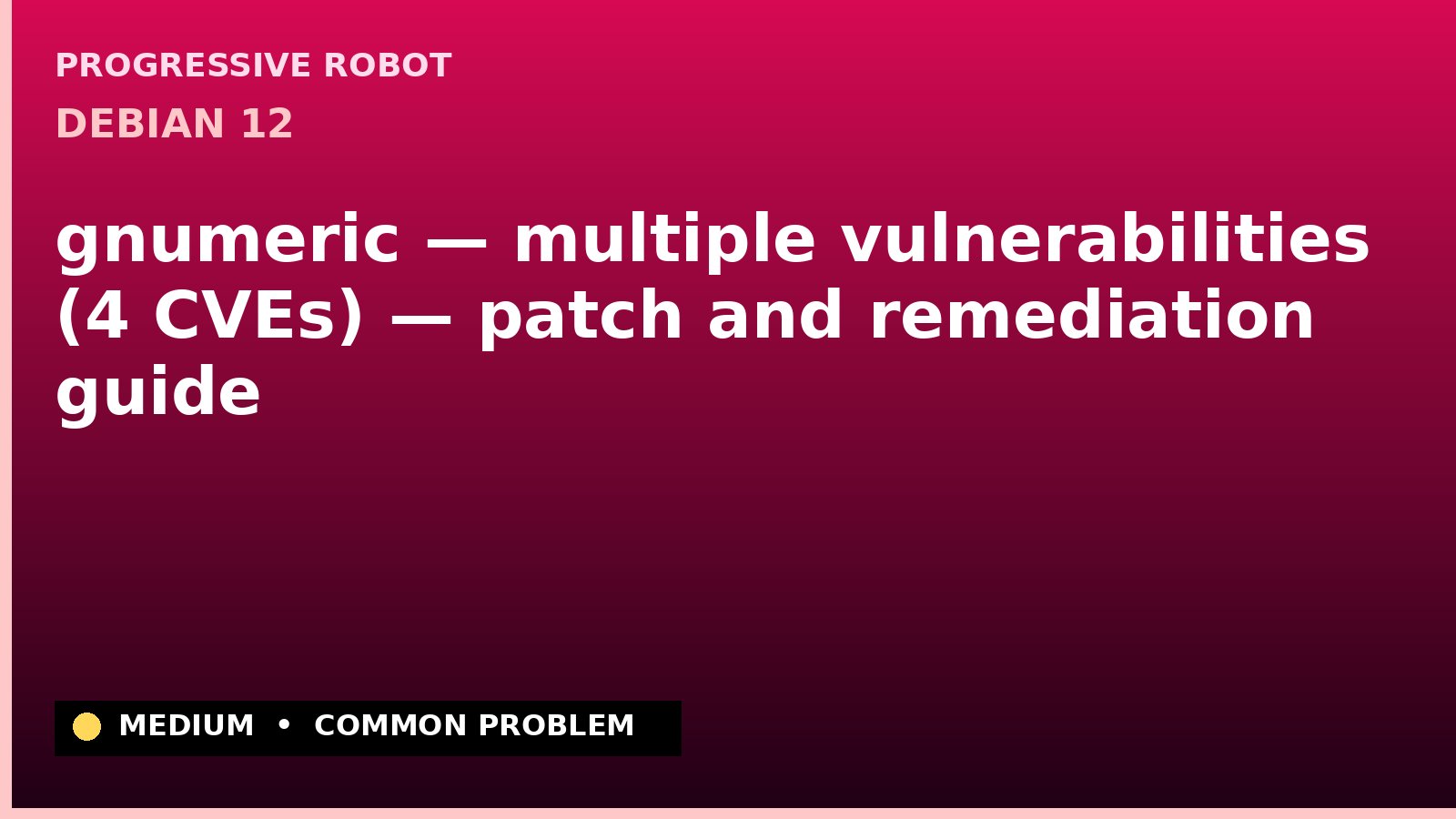 Debian 12 — gnumeric — multiple vulnerabilities (4 CVEs) — patch and remediation guide