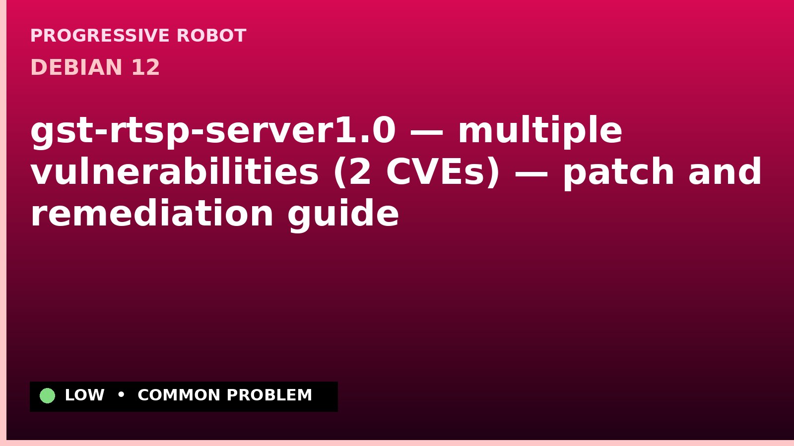 Debian 12 — gst-rtsp-server1.0 — multiple vulnerabilities (2 CVEs) — patch and remediation guide
