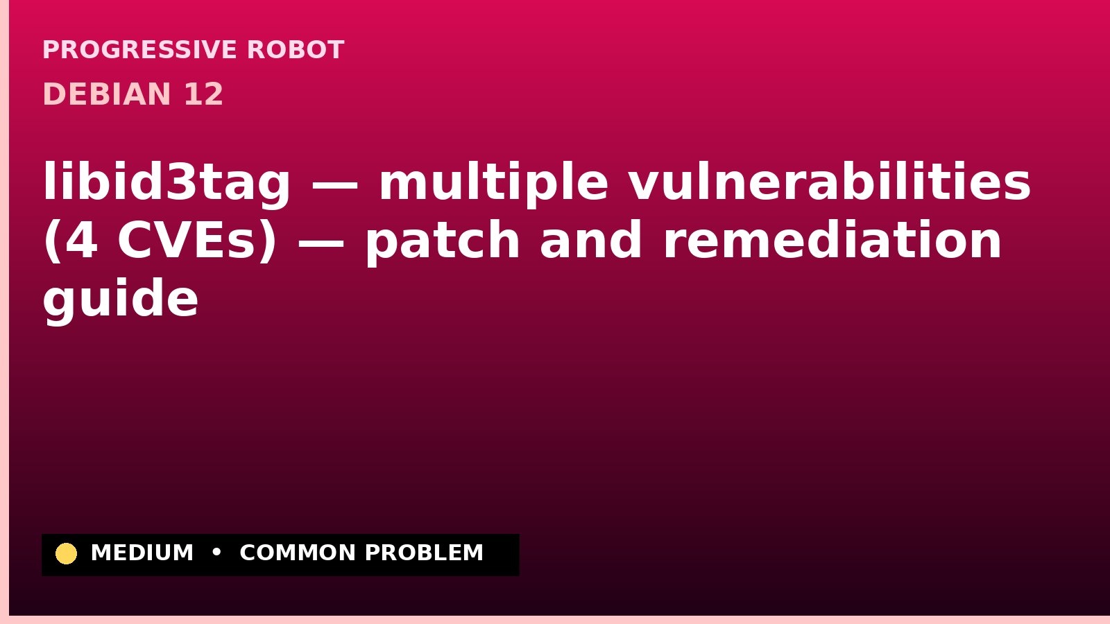 Debian 12 — libid3tag — multiple vulnerabilities (4 CVEs) — patch and remediation guide
