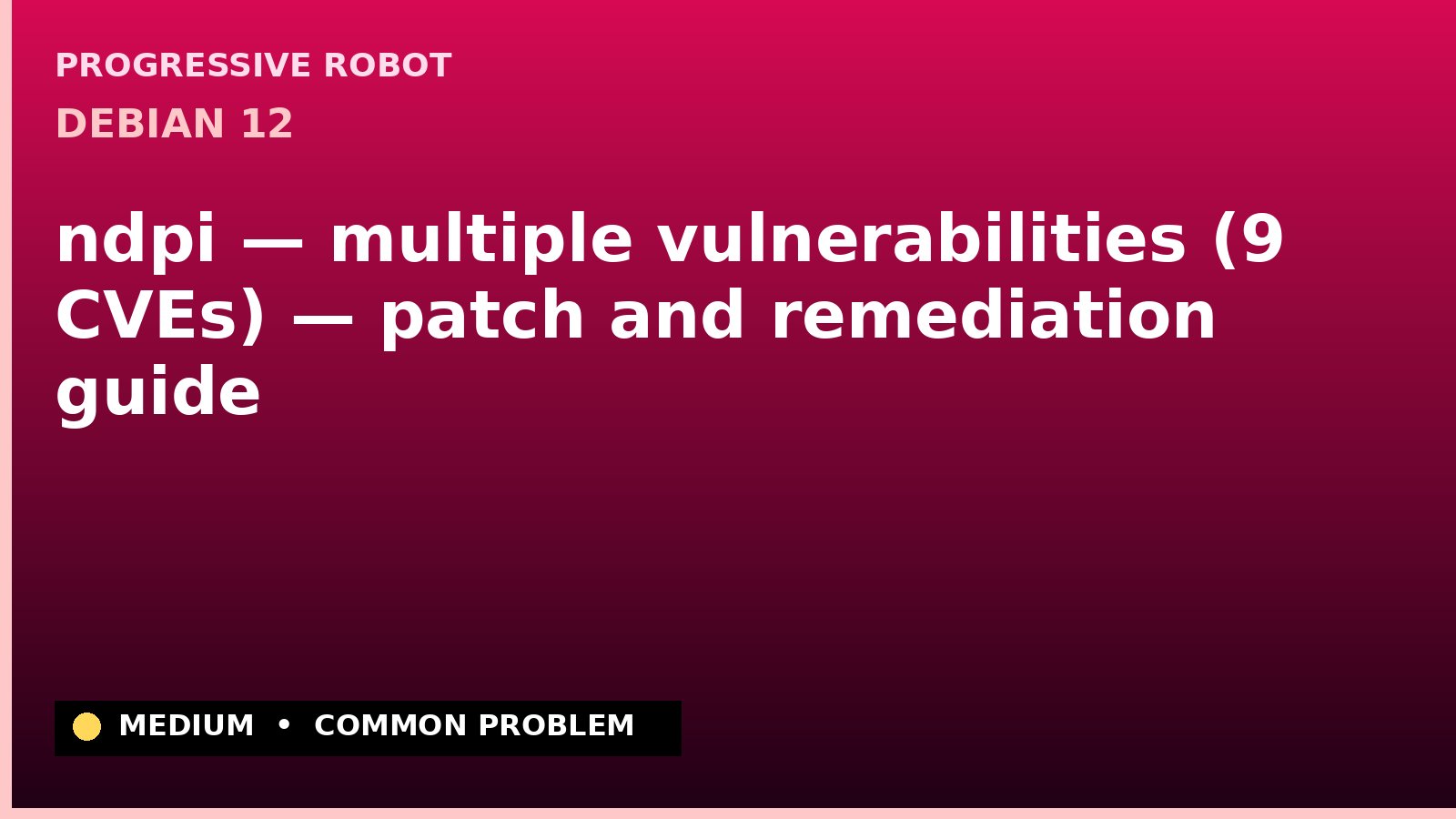 Debian 12 — ndpi — multiple vulnerabilities (9 CVEs) — patch and remediation guide