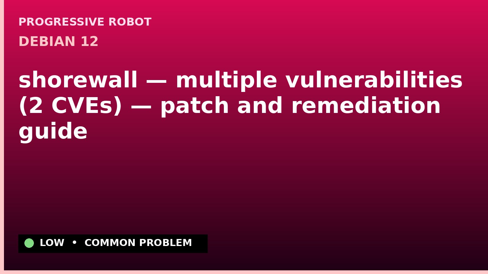 Debian 12 — shorewall — multiple vulnerabilities (2 CVEs) — patch and remediation guide