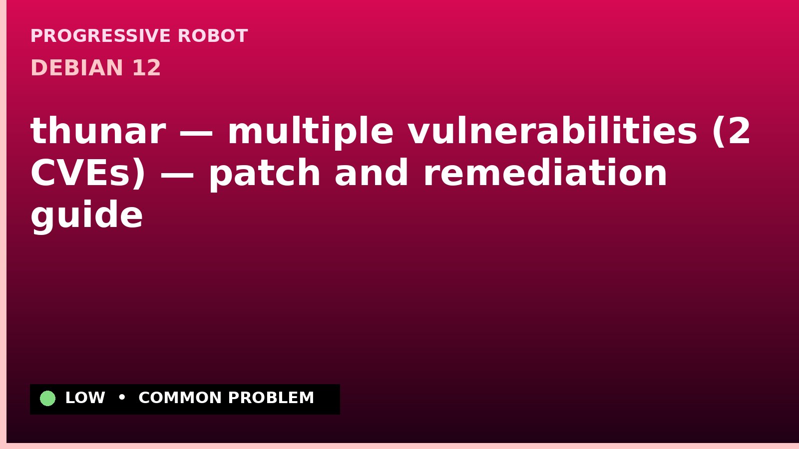 Debian 12 — thunar — multiple vulnerabilities (2 CVEs) — patch and remediation guide