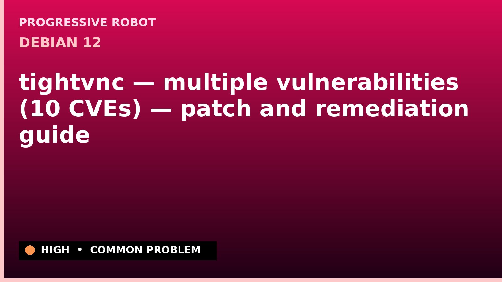 Debian 12 — tightvnc — multiple vulnerabilities (10 CVEs) — patch and remediation guide