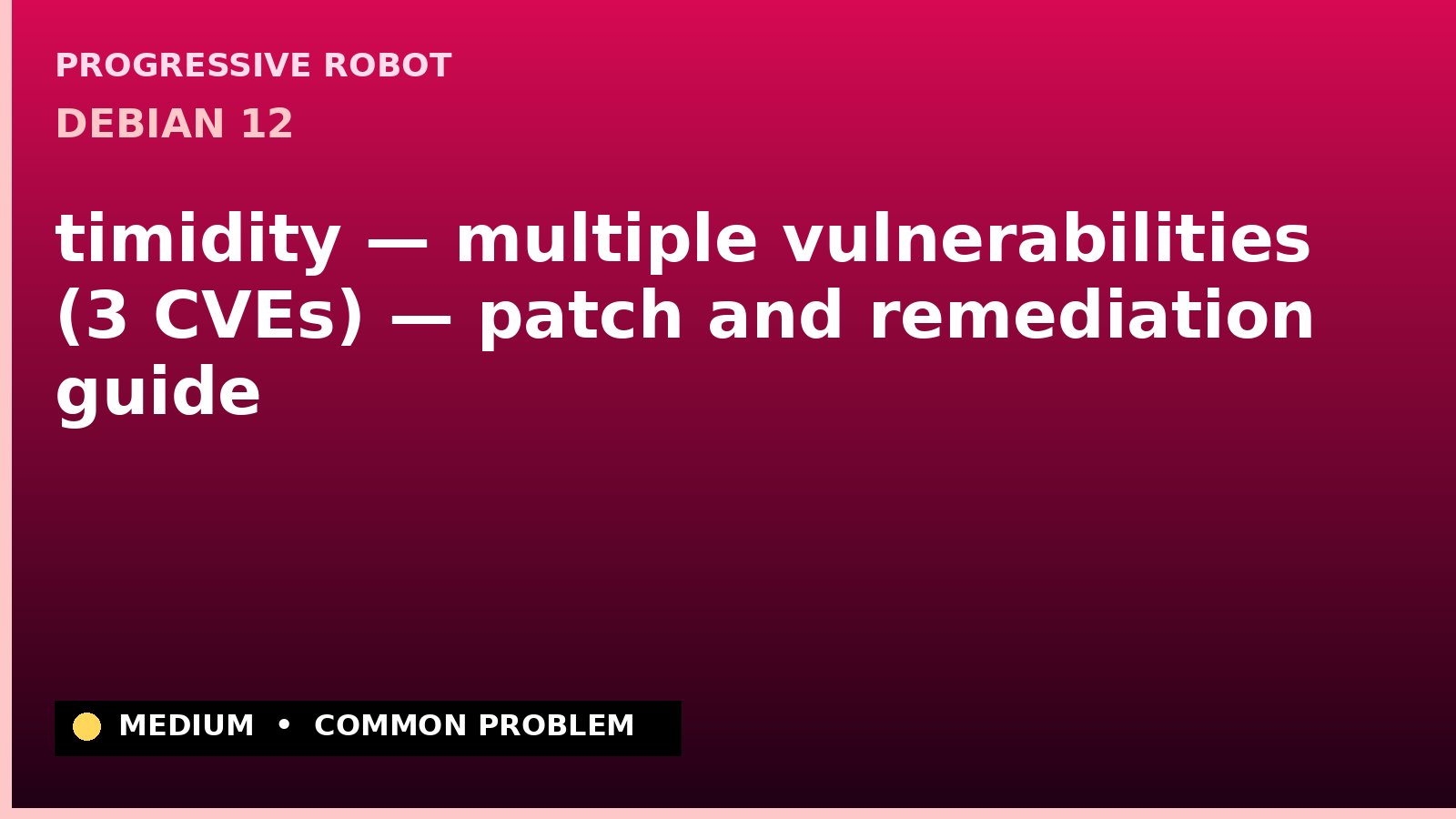 Debian 12 — timidity — multiple vulnerabilities (3 CVEs) — patch and remediation guide