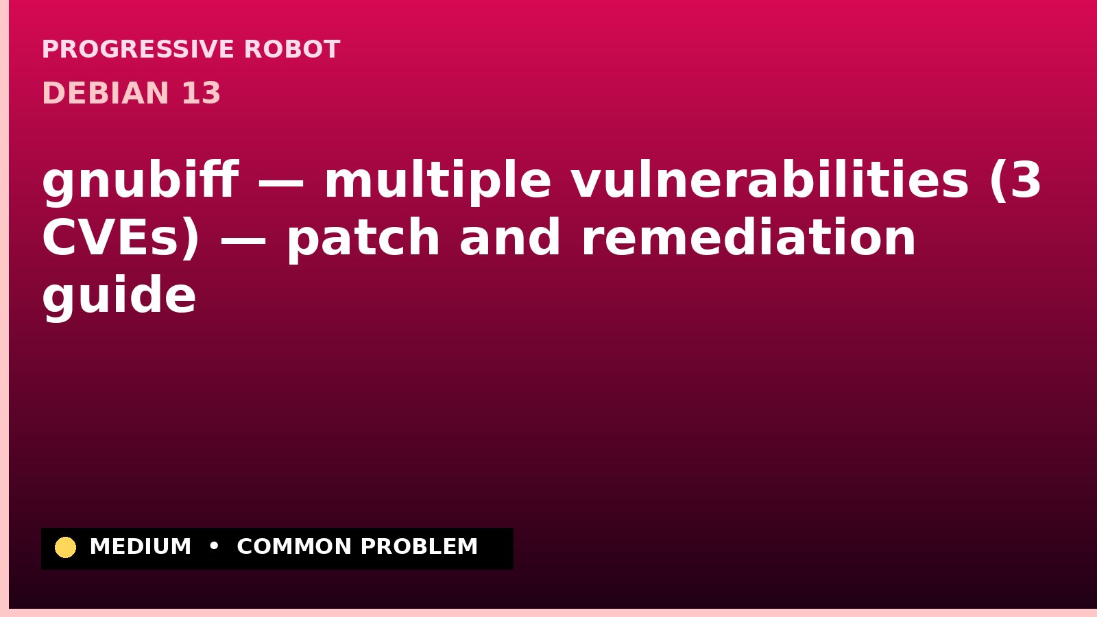 Debian 13 — gnubiff — multiple vulnerabilities (3 CVEs) — patch and remediation guide