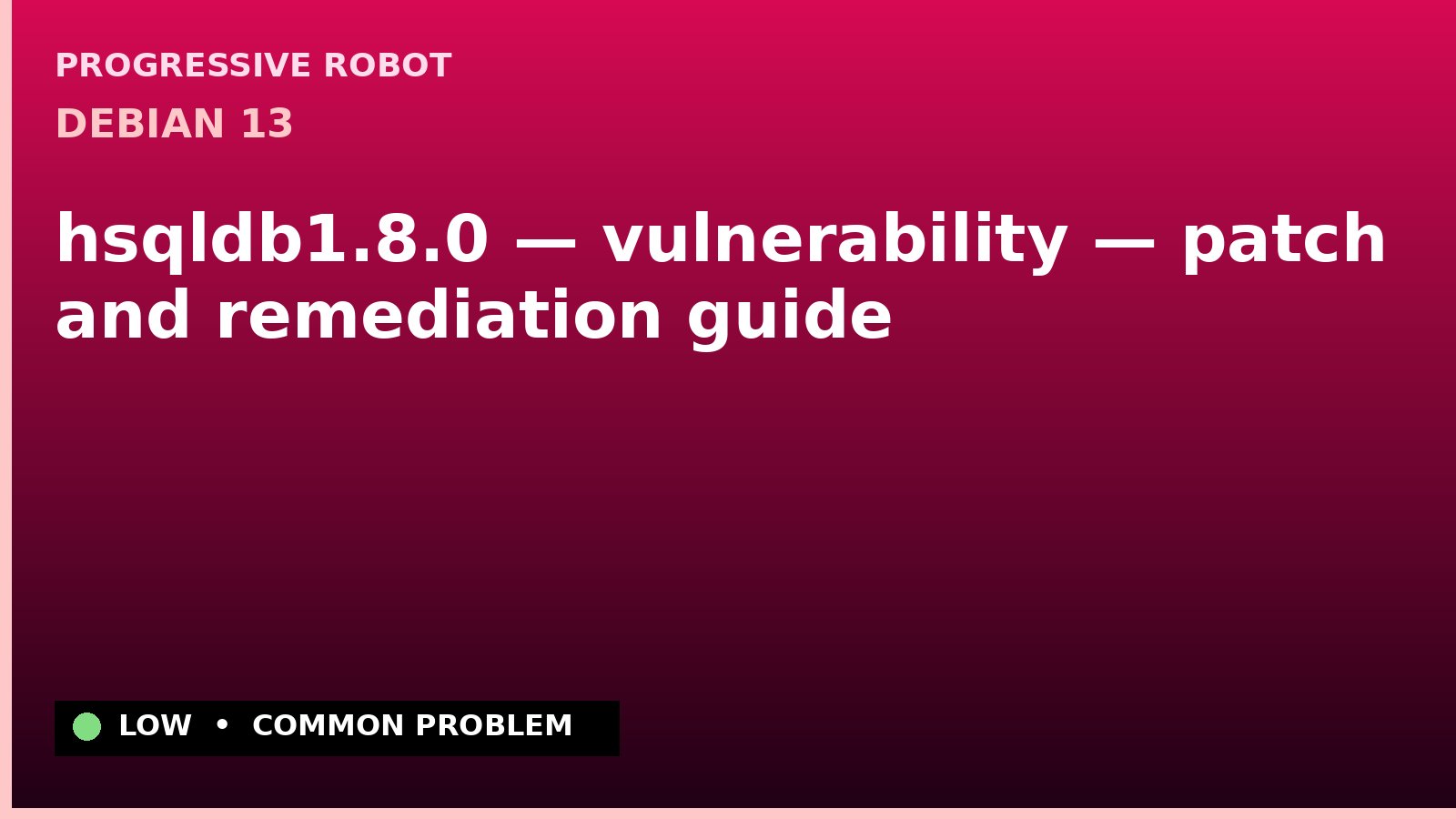 Debian 13 — hsqldb1.8.0 — vulnerability — patch and remediation guide