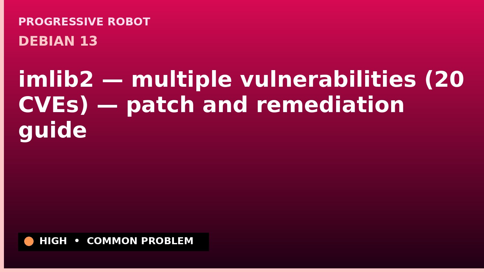 Debian 13 — imlib2 — multiple vulnerabilities (20 CVEs) — patch and remediation guide — diagnosis and fix on Debian 13