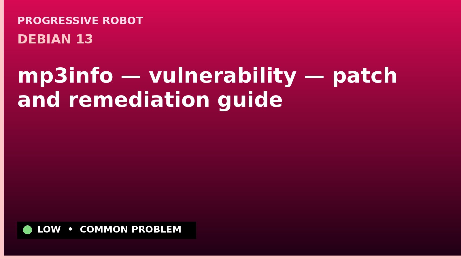 Debian 13 — mp3info — vulnerability — patch and remediation guide — diagnosis and fix on Debian 13