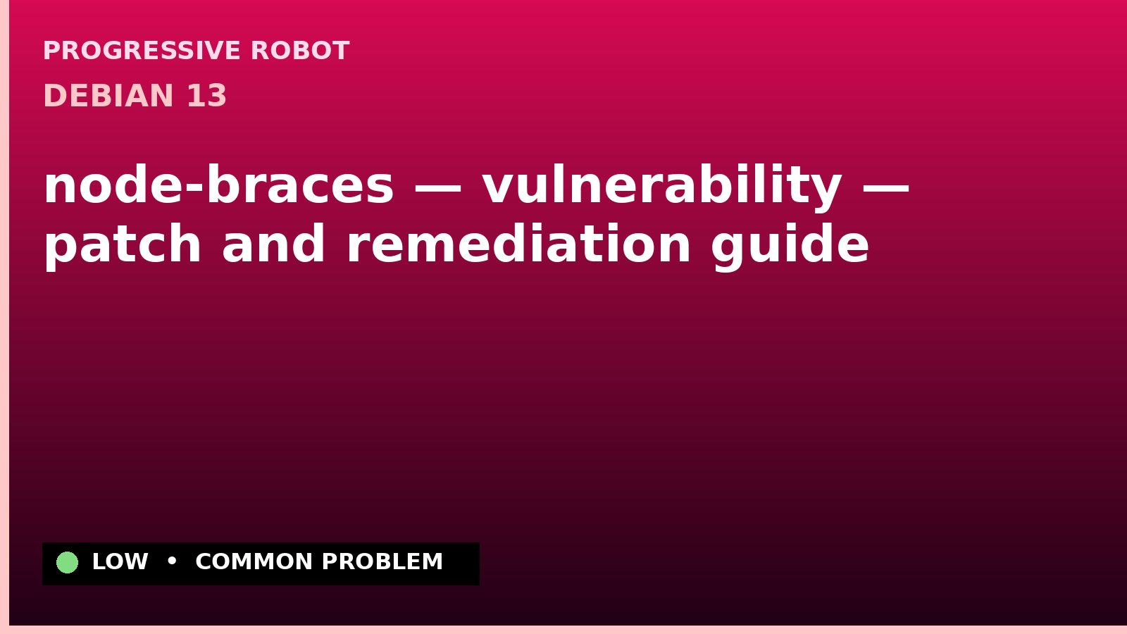 Debian 13 — node-braces — vulnerability — patch and remediation guide