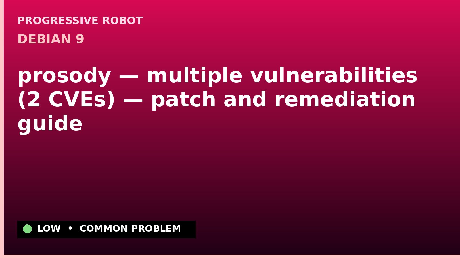 Debian 9 — prosody — multiple vulnerabilities (2 CVEs) — patch and remediation guide — diagnosis and fix on Debian 9