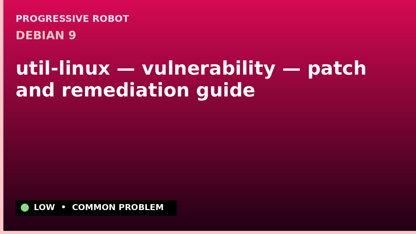Debian 9 — util-linux — vulnerability — patch and remediation guide — diagnosis and fix on Debian 9