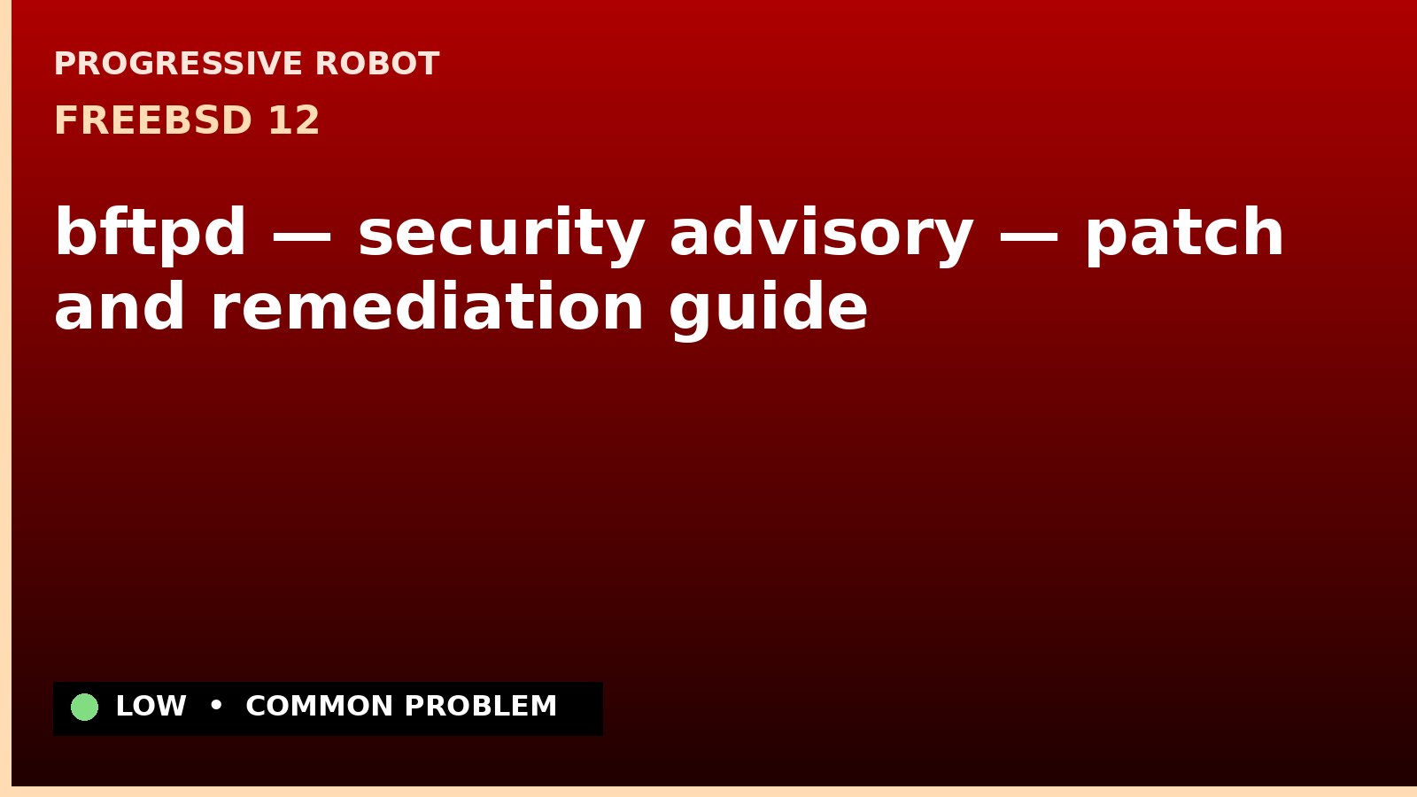 FreeBSD 12 — bftpd — security advisory — patch and remediation guide — diagnosis and fix on FreeBSD 12