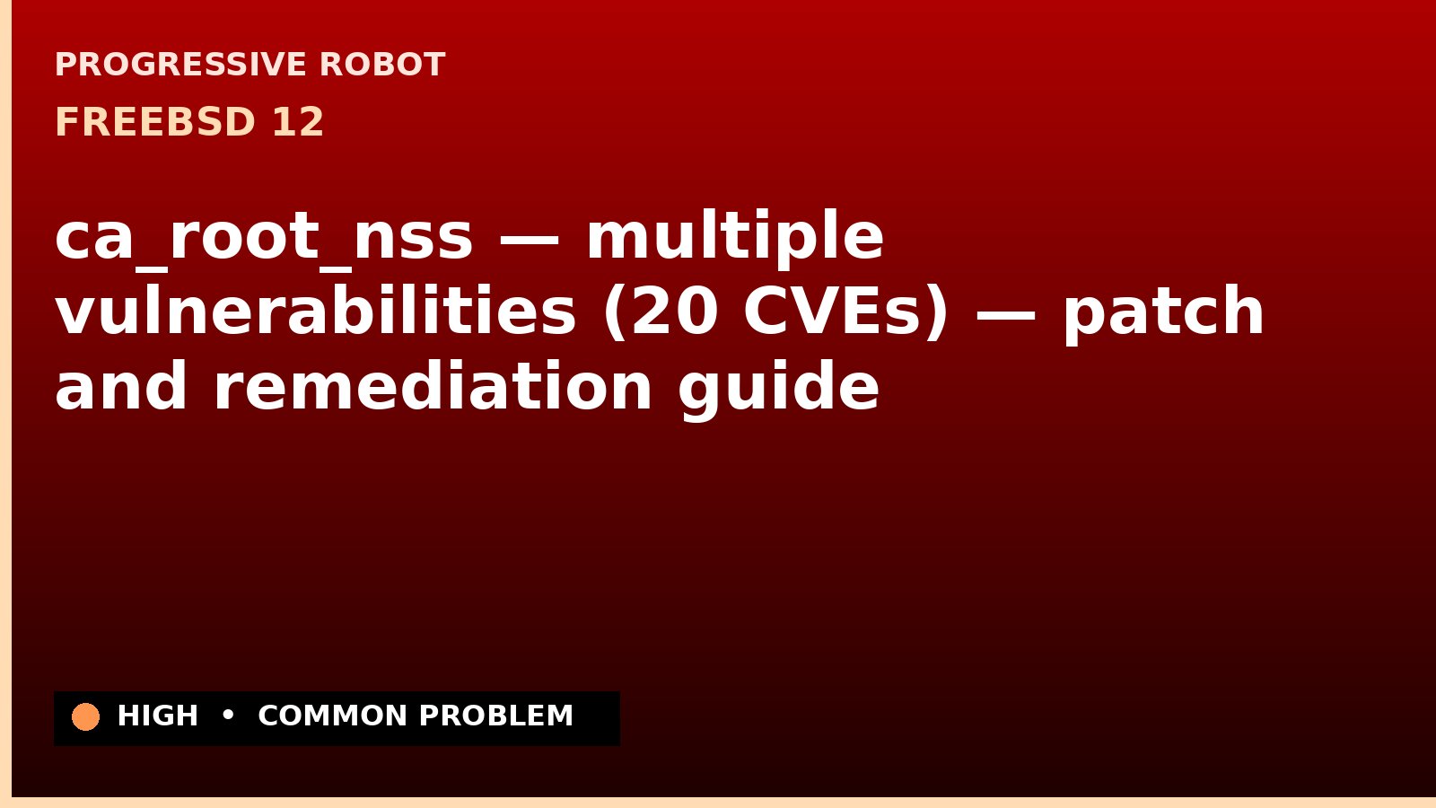 FreeBSD 12 — ca_root_nss — multiple vulnerabilities (20 CVEs) — patch and remediation guide — diagnosis and fix on FreeBSD 12
