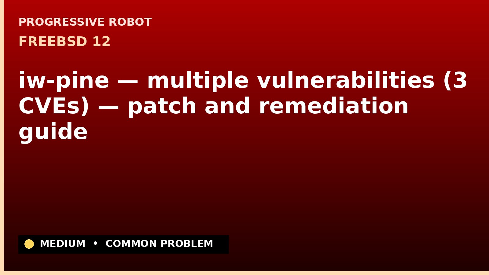 FreeBSD 12 — iw-pine — multiple vulnerabilities (3 CVEs) — patch and remediation guide — diagnosis and fix on FreeBSD 12