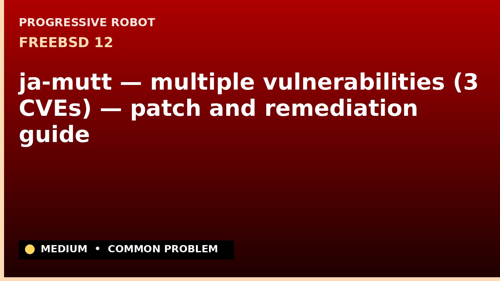 FreeBSD 12 — ja-mutt — multiple vulnerabilities (3 CVEs) — patch and remediation guide — diagnosis and fix on FreeBSD 12