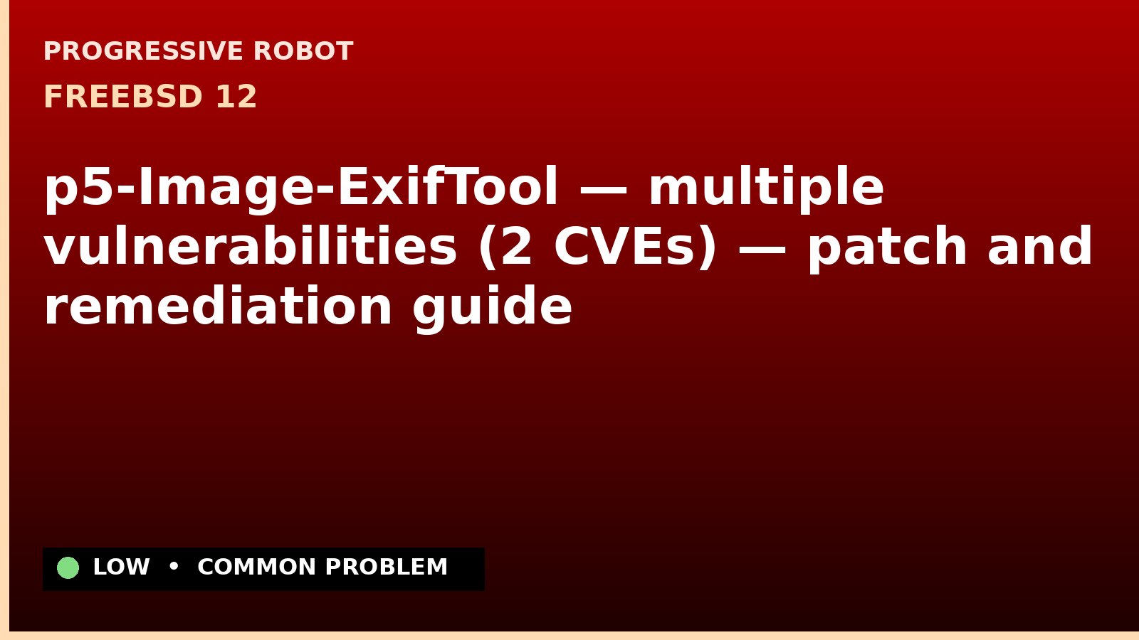 FreeBSD 12 — p5-Image-ExifTool — multiple vulnerabilities (2 CVEs) — patch and remediation guide — diagnosis and fix on FreeBSD 12
