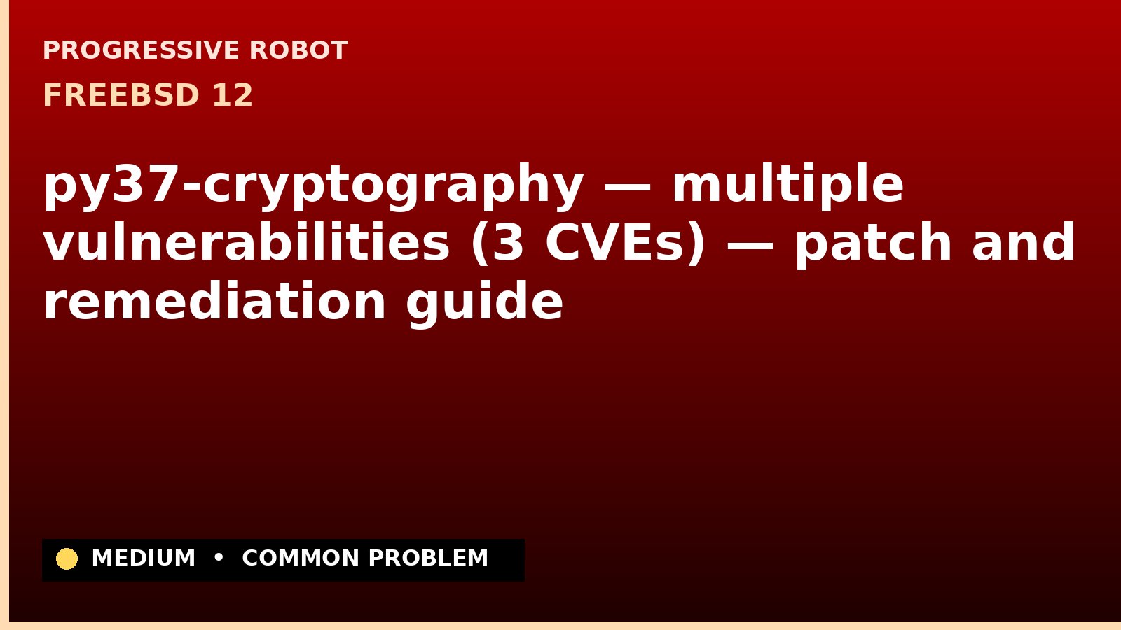 FreeBSD 12 — py37-cryptography — multiple vulnerabilities (3 CVEs) — patch and remediation guide — diagnosis and fix on FreeBSD 12
