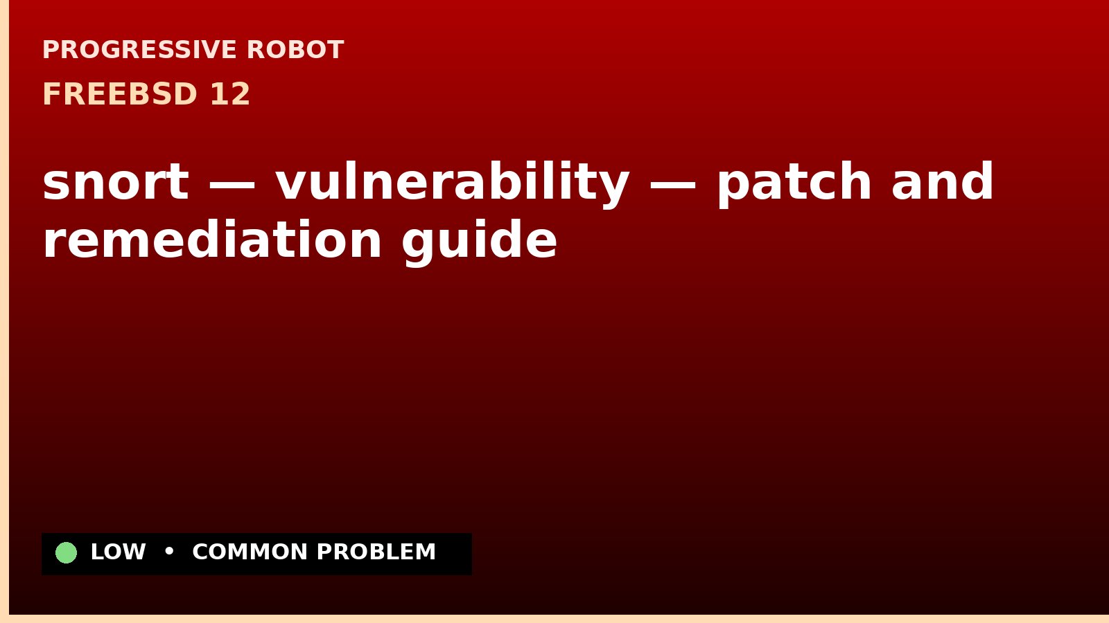 FreeBSD 12 — snort — vulnerability — patch and remediation guide — diagnosis and fix on FreeBSD 12