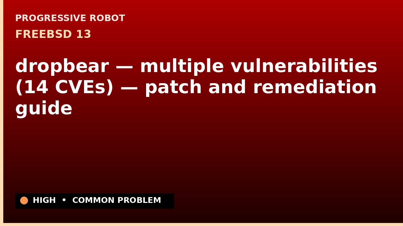 FreeBSD 13 — dropbear — multiple vulnerabilities (14 CVEs) — patch and remediation guide