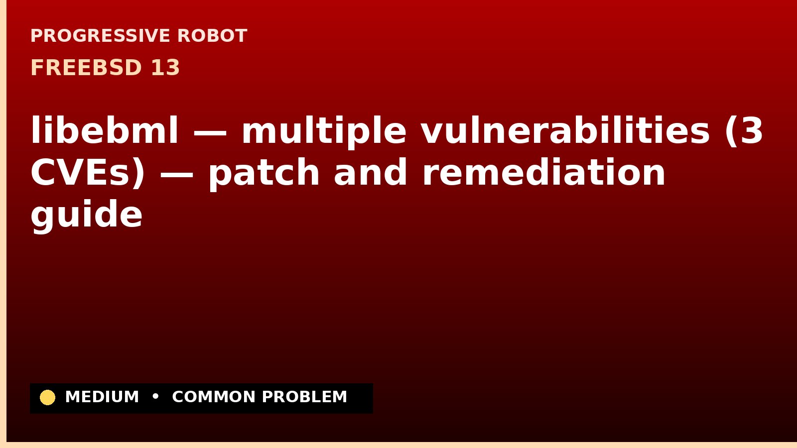 FreeBSD 13 — libebml — multiple vulnerabilities (3 CVEs) — patch and remediation guide — diagnosis and fix on FreeBSD 13