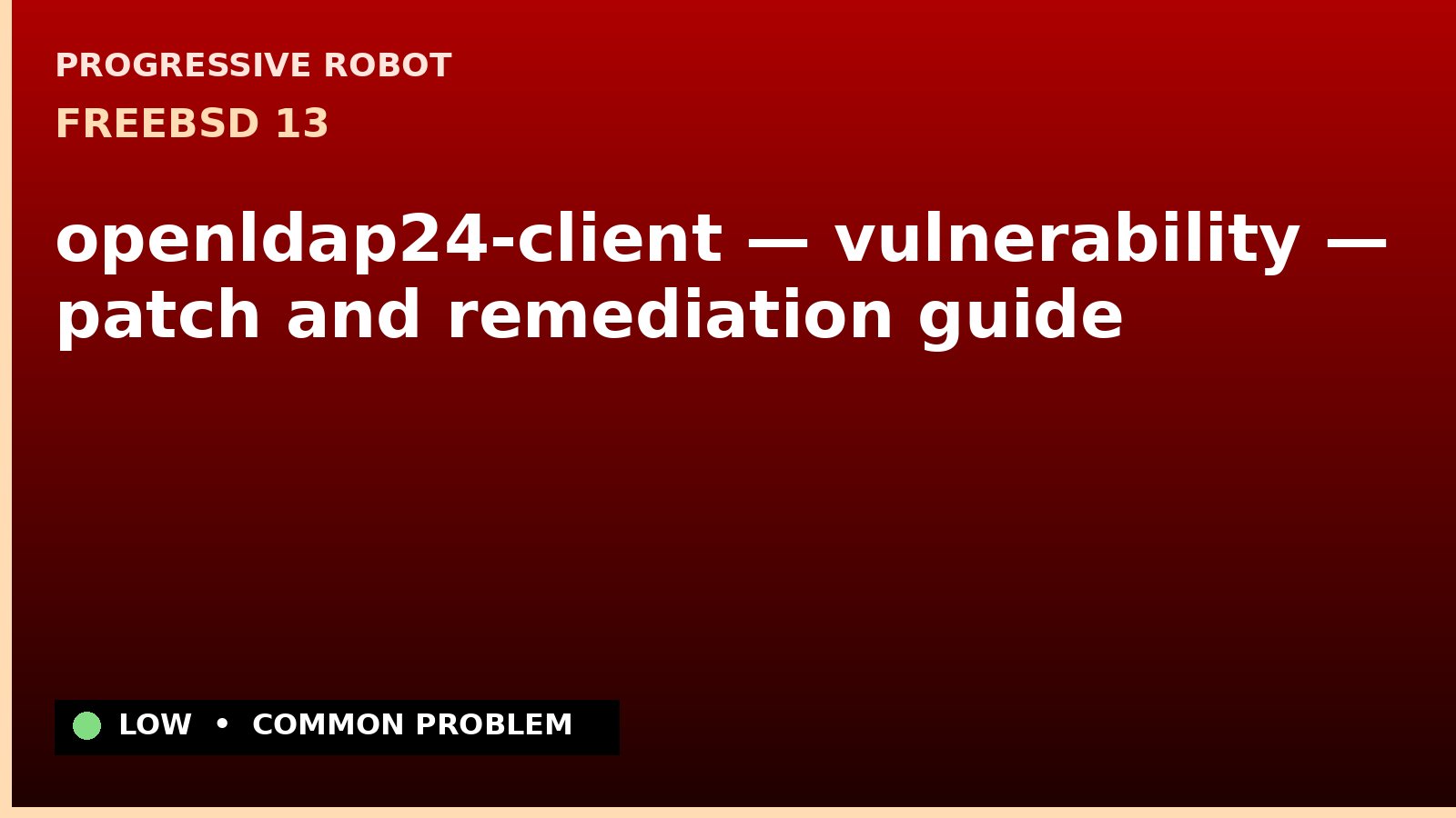 FreeBSD 13 — openldap24-client — vulnerability — patch and remediation guide — diagnosis and fix on FreeBSD 13