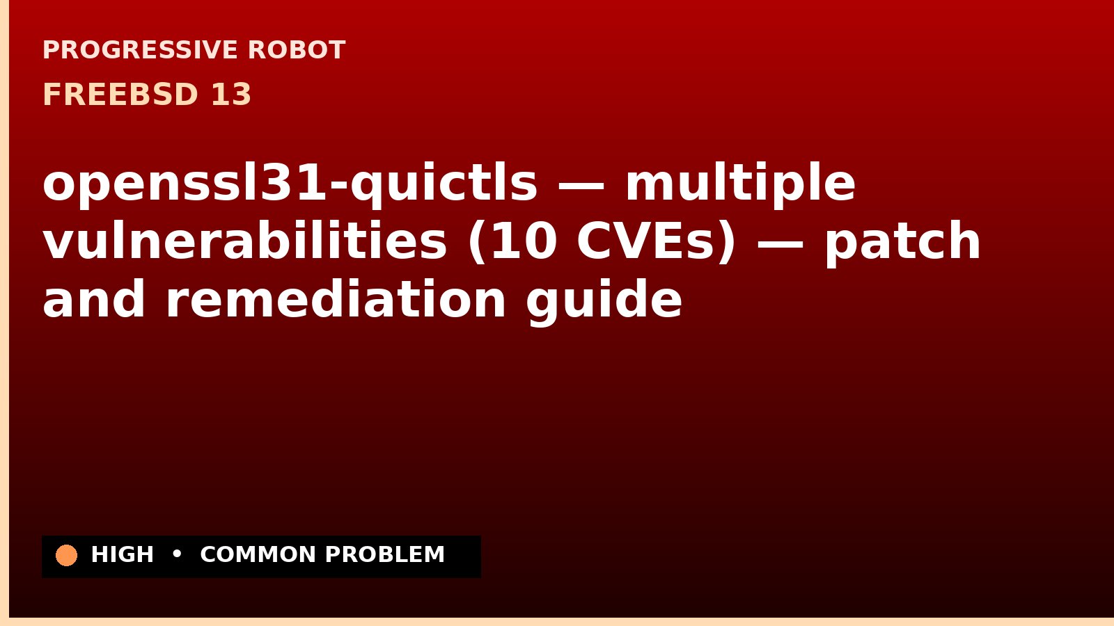 FreeBSD 13 — openssl31-quictls — multiple vulnerabilities (10 CVEs) — patch and remediation guide — diagnosis and fix on FreeBSD 13