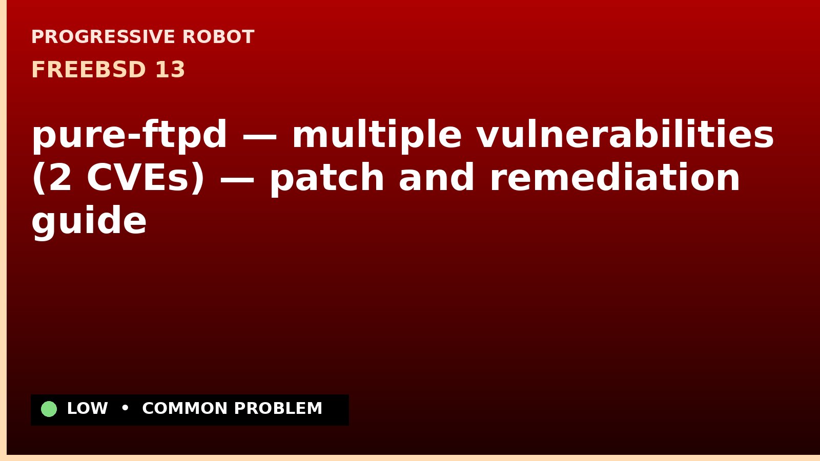 FreeBSD 13 — pure-ftpd — multiple vulnerabilities (2 CVEs) — patch and remediation guide — diagnosis and fix on FreeBSD 13