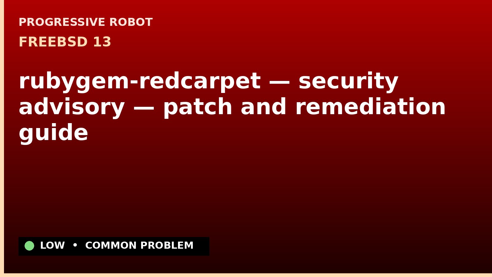 FreeBSD 13 — rubygem-redcarpet — security advisory — patch and remediation guide