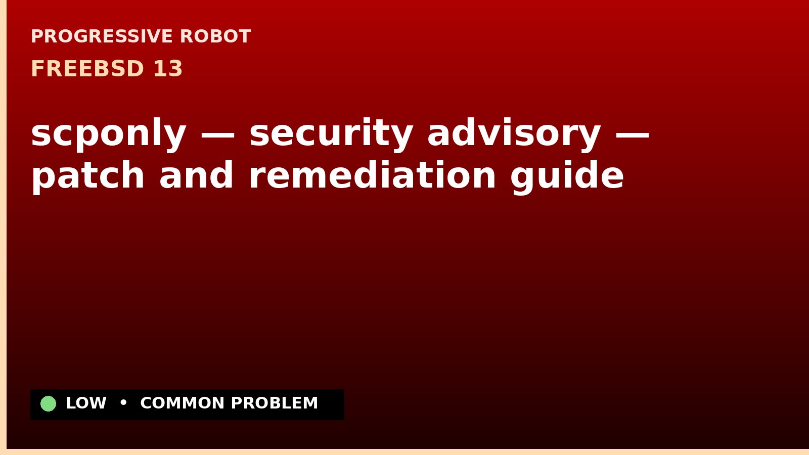 FreeBSD 13 — scponly — security advisory — patch and remediation guide — diagnosis and fix on FreeBSD 13