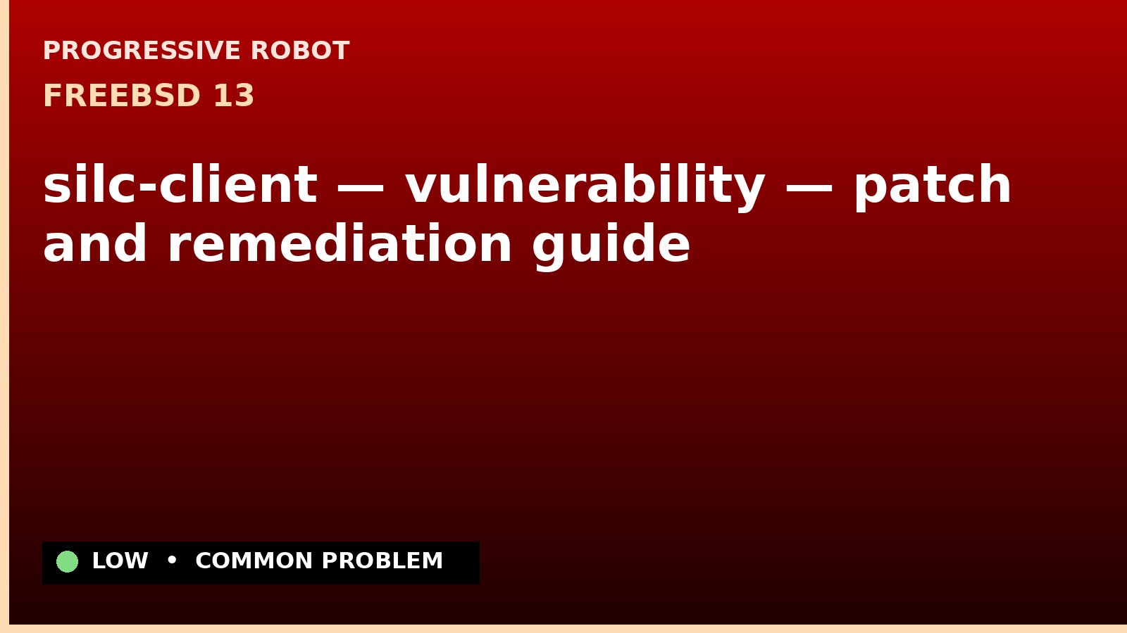 FreeBSD 13 — silc-client — vulnerability — patch and remediation guide — diagnosis and fix on FreeBSD 13