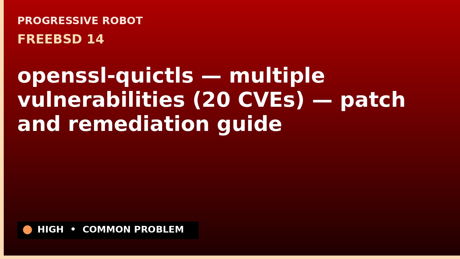 FreeBSD 14 — openssl-quictls — multiple vulnerabilities (20 CVEs) — patch and remediation guide — diagnosis and fix on FreeBSD 14