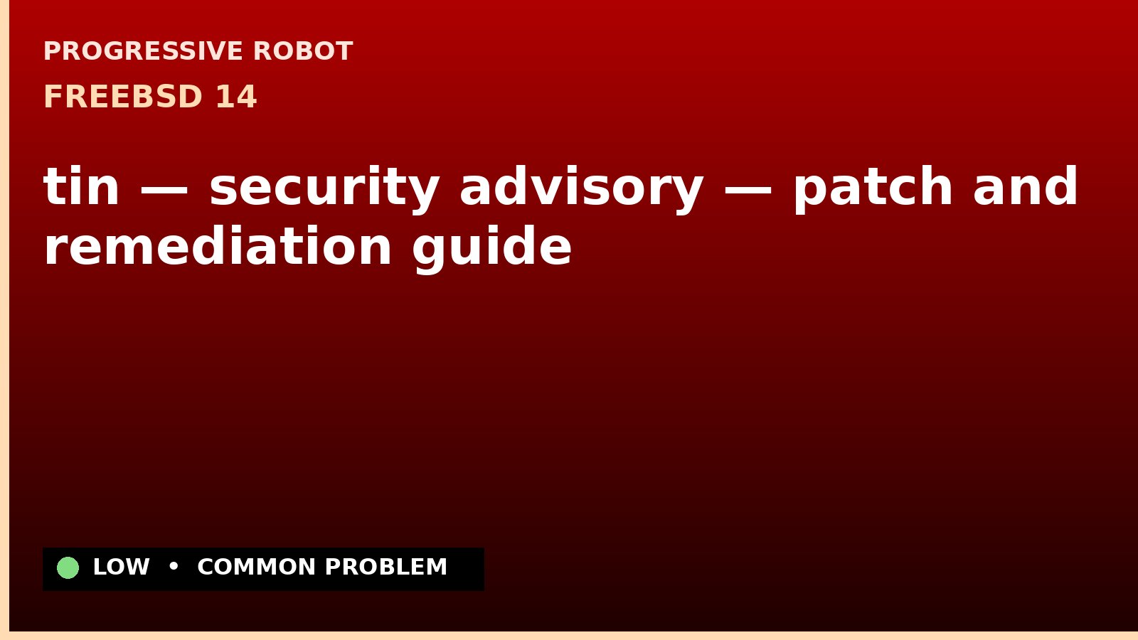 FreeBSD 14 — tin — security advisory — patch and remediation guide — diagnosis and fix on FreeBSD 14
