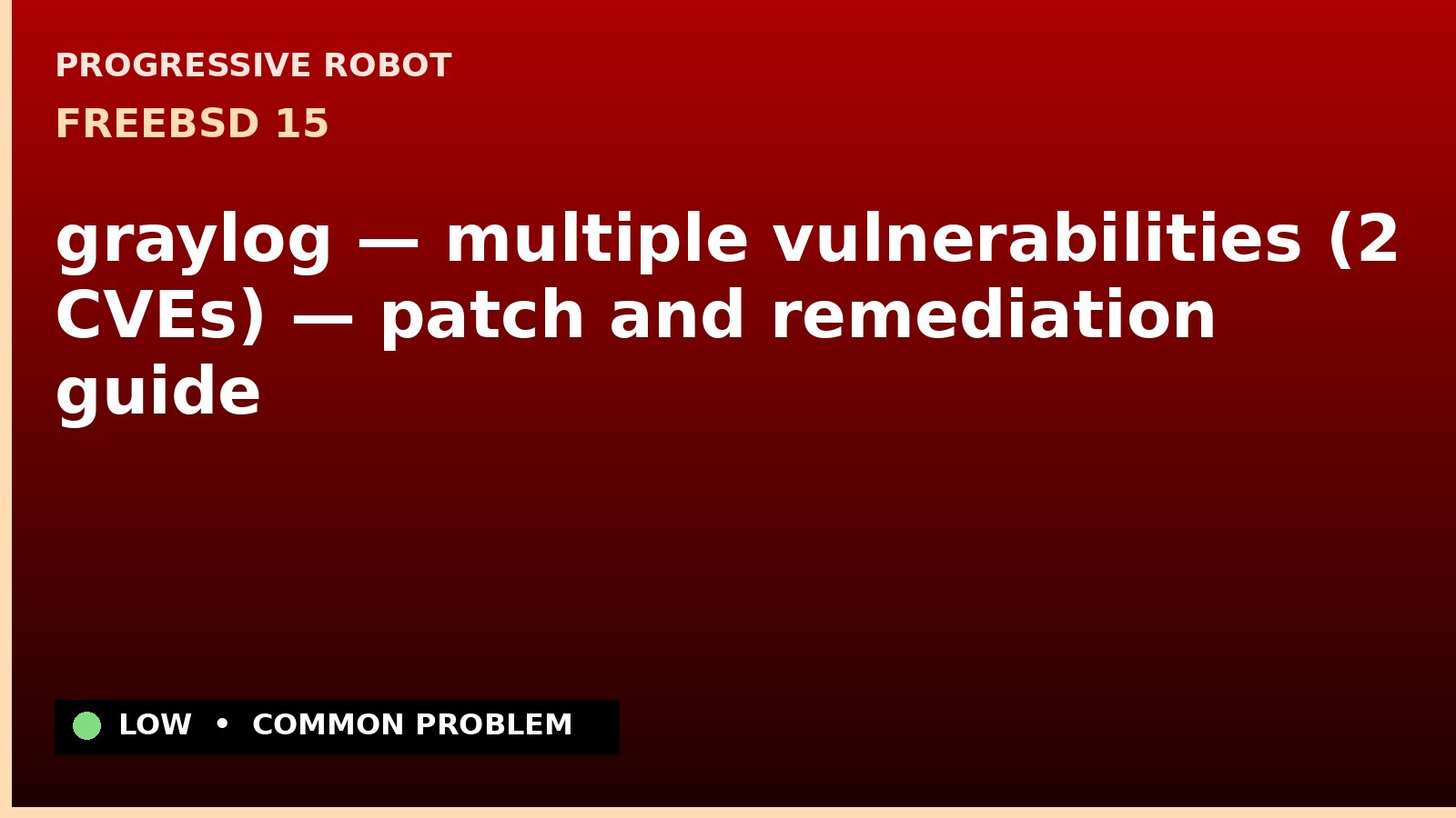 FreeBSD 15 — graylog — multiple vulnerabilities (2 CVEs) — patch and remediation guide