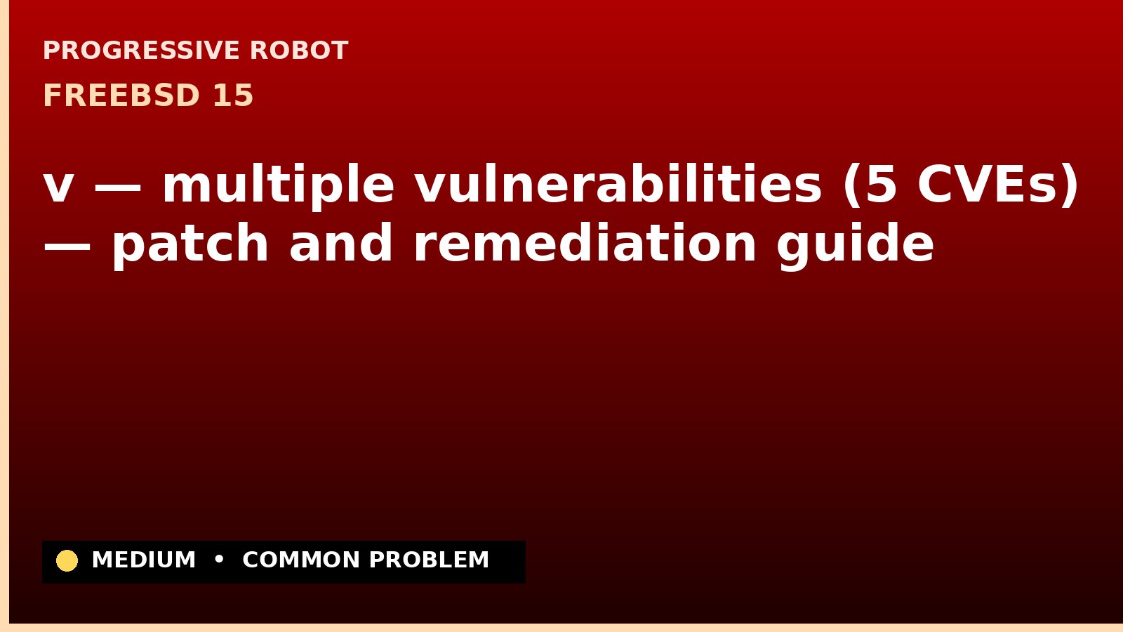 FreeBSD 15 — v — multiple vulnerabilities (5 CVEs) — patch and remediation guide — diagnosis and fix on FreeBSD 15