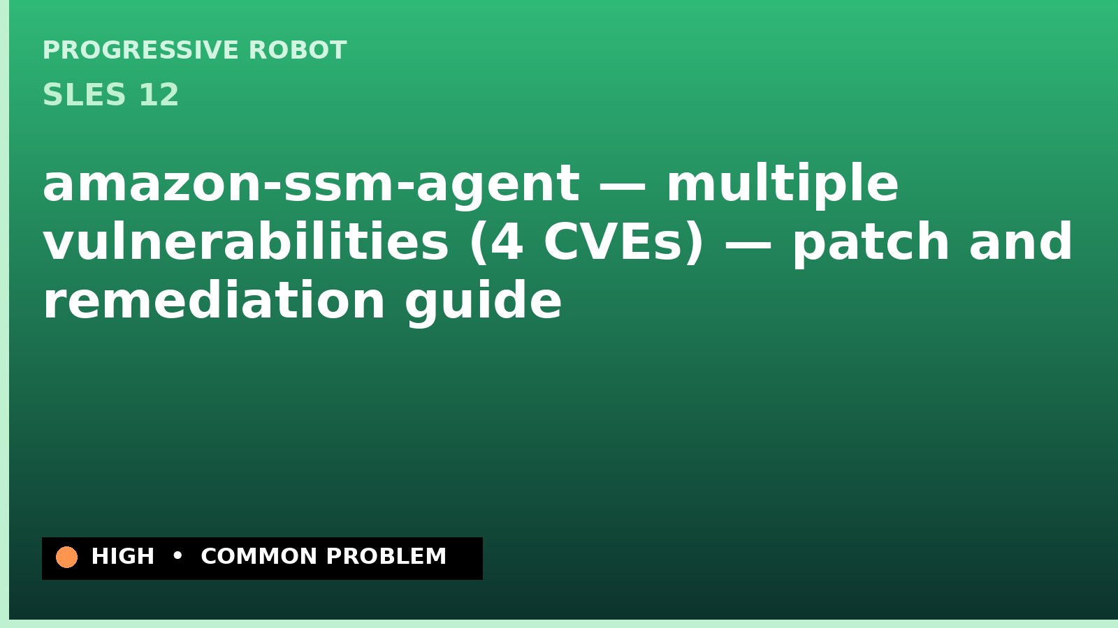SLES 12 — amazon-ssm-agent — multiple vulnerabilities (4 CVEs) — patch and remediation guide — diagnosis and fix on SLES 12