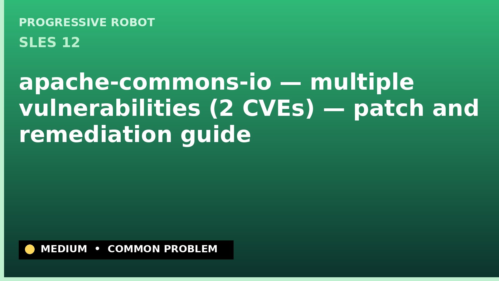 SLES 12 — apache-commons-io — multiple vulnerabilities (2 CVEs) — patch and remediation guide — diagnosis and fix on SLES 12