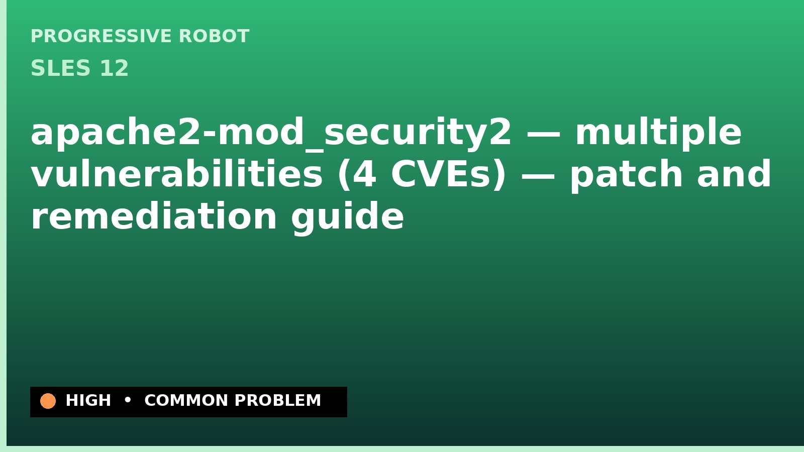 SLES 12 — apache2-mod_security2 — multiple vulnerabilities (4 CVEs) — patch and remediation guide — diagnosis and fix on SLES 12