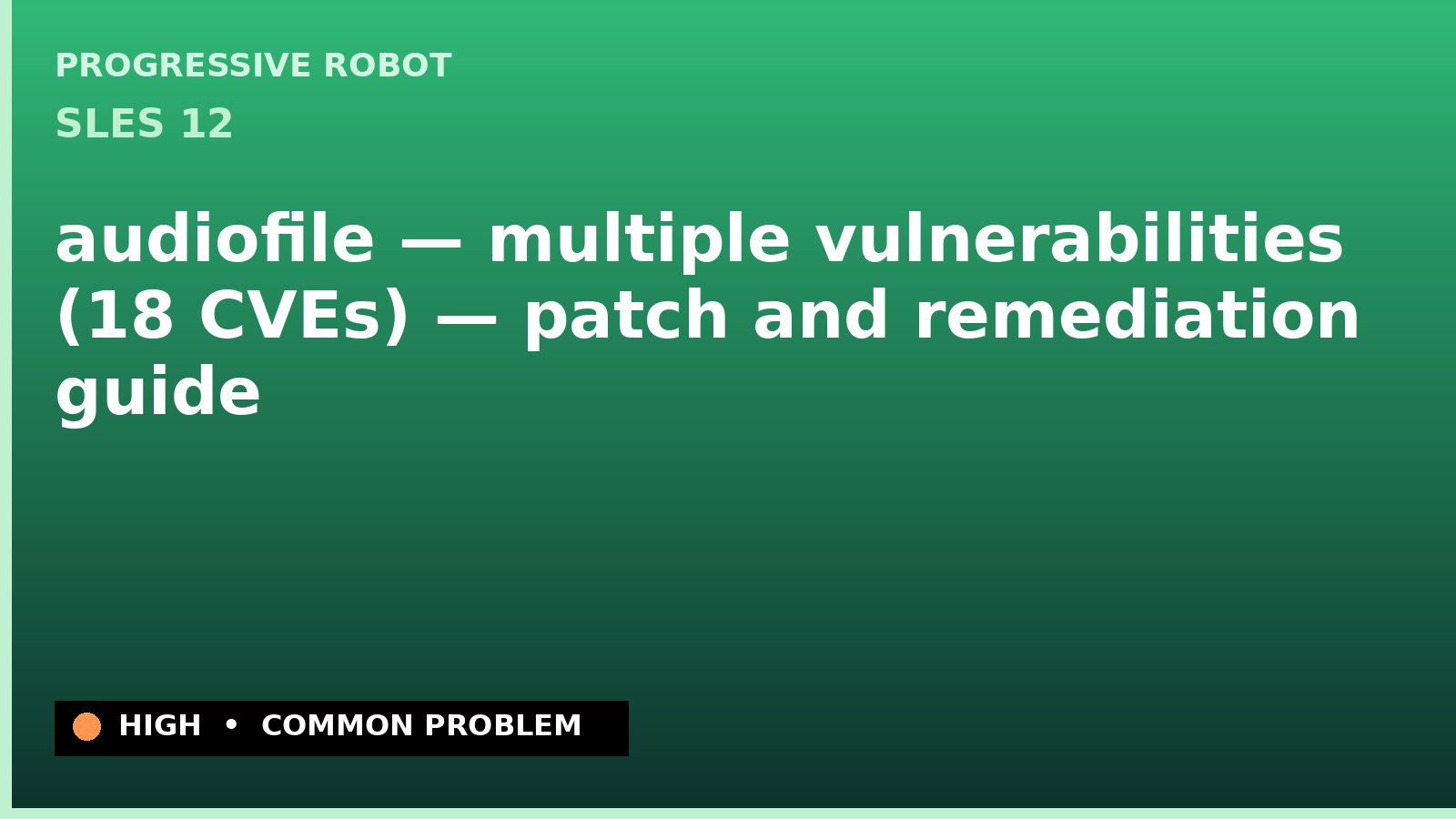 SLES 12 — audiofile — multiple vulnerabilities (18 CVEs) — patch and remediation guide — diagnosis and fix on SLES 12