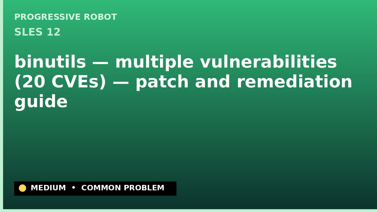 SLES 12 — binutils — multiple vulnerabilities (20 CVEs) — patch and remediation guide — diagnosis and fix on SLES 12