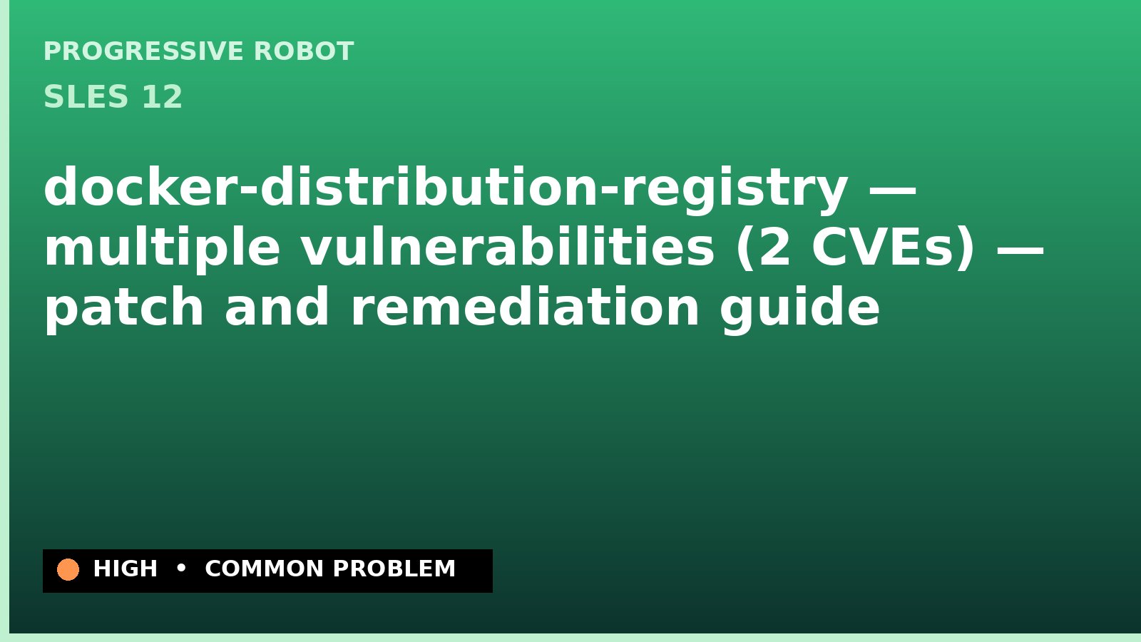 SLES 12 — docker-distribution-registry — multiple vulnerabilities (2 CVEs) — patch and remediation guide — diagnosis and fix on SLES 12