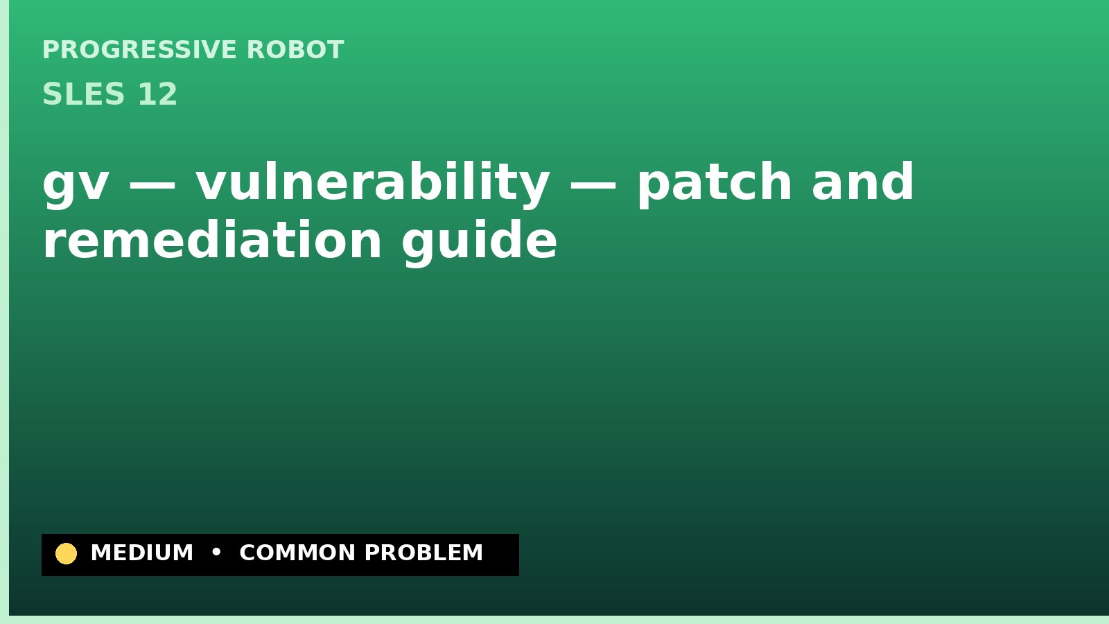 SLES 12 — gv — vulnerability — patch and remediation guide — diagnosis and fix on SLES 12