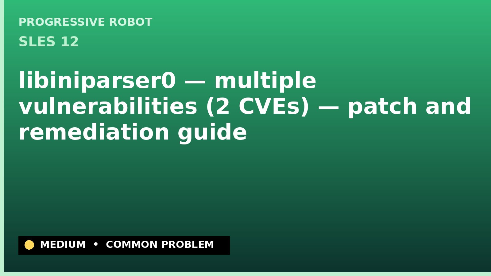 SLES 12 — libiniparser0 — multiple vulnerabilities (2 CVEs) — patch and remediation guide — diagnosis and fix on SLES 12