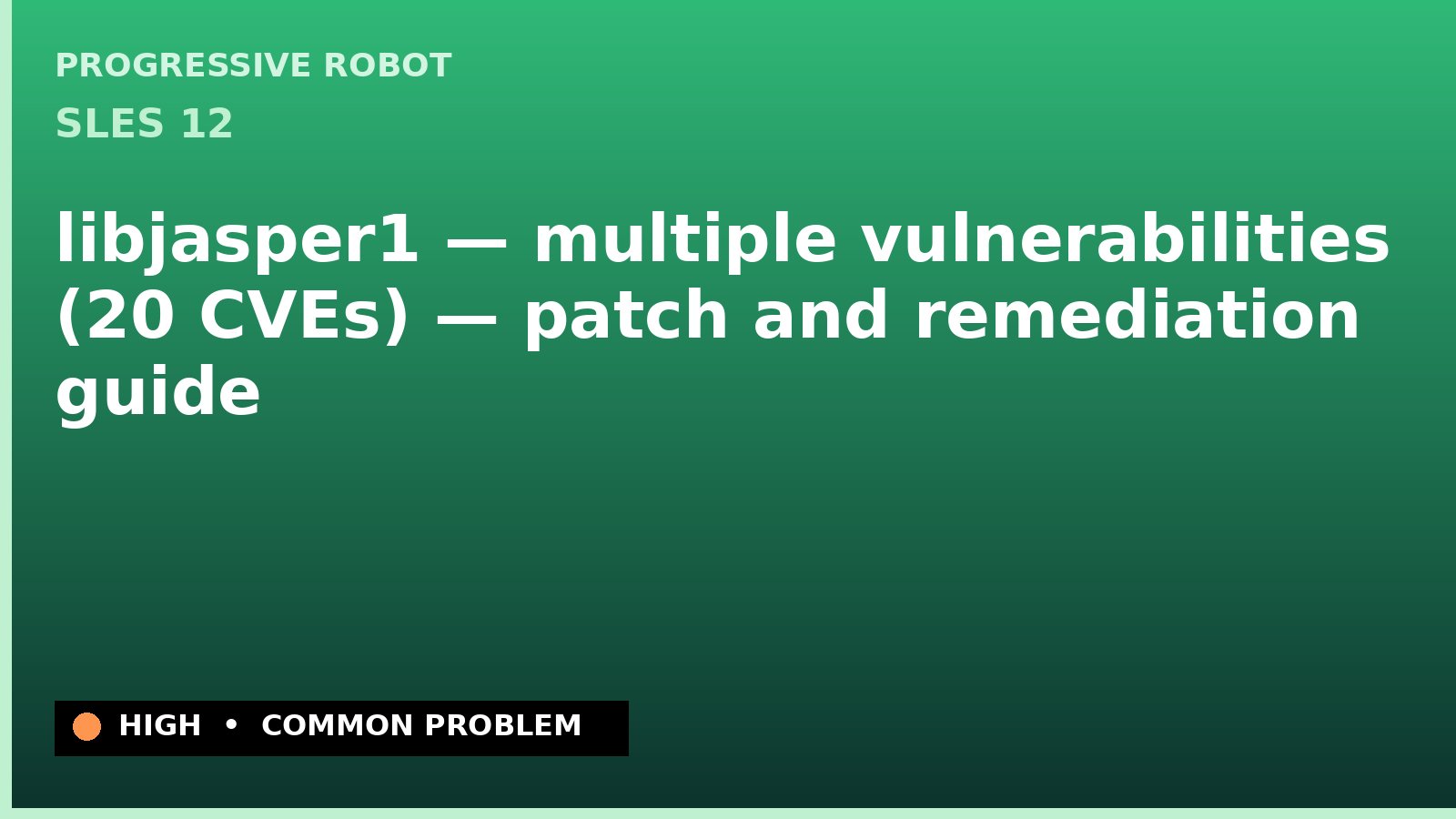 SLES 12 — libjasper1 — multiple vulnerabilities (20 CVEs) — patch and remediation guide