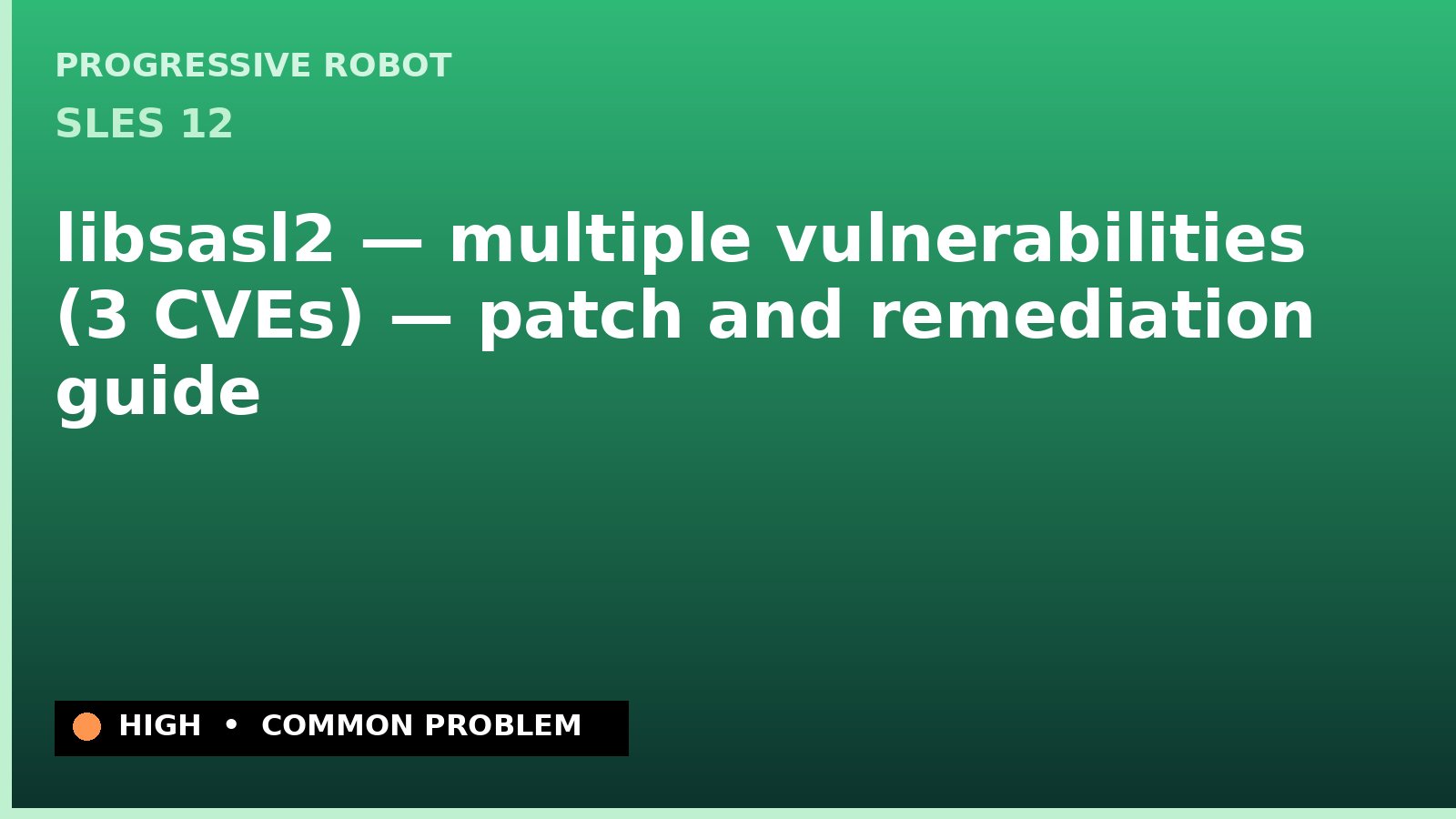 SLES 12 — libsasl2 — multiple vulnerabilities (3 CVEs) — patch and remediation guide — diagnosis and fix on SLES 12