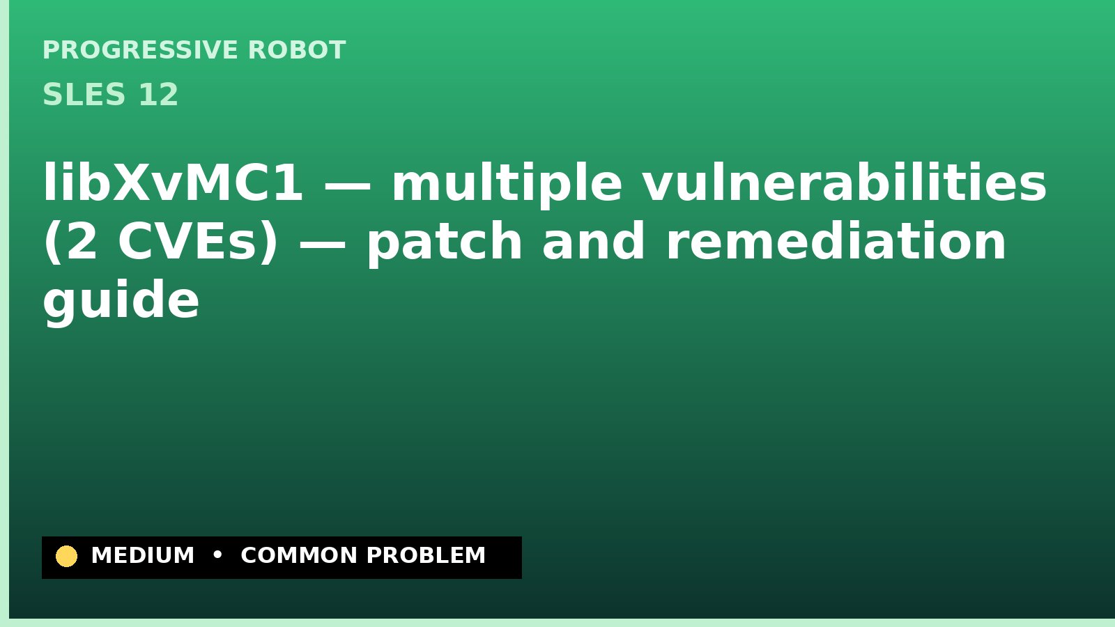 SLES 12 — libXvMC1 — multiple vulnerabilities (2 CVEs) — patch and remediation guide — diagnosis and fix on SLES 12