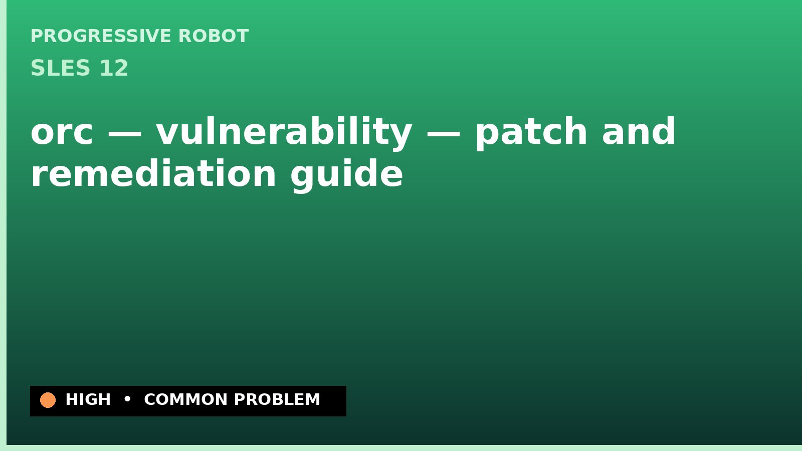 SLES 12 — orc — vulnerability — patch and remediation guide — diagnosis and fix on SLES 12