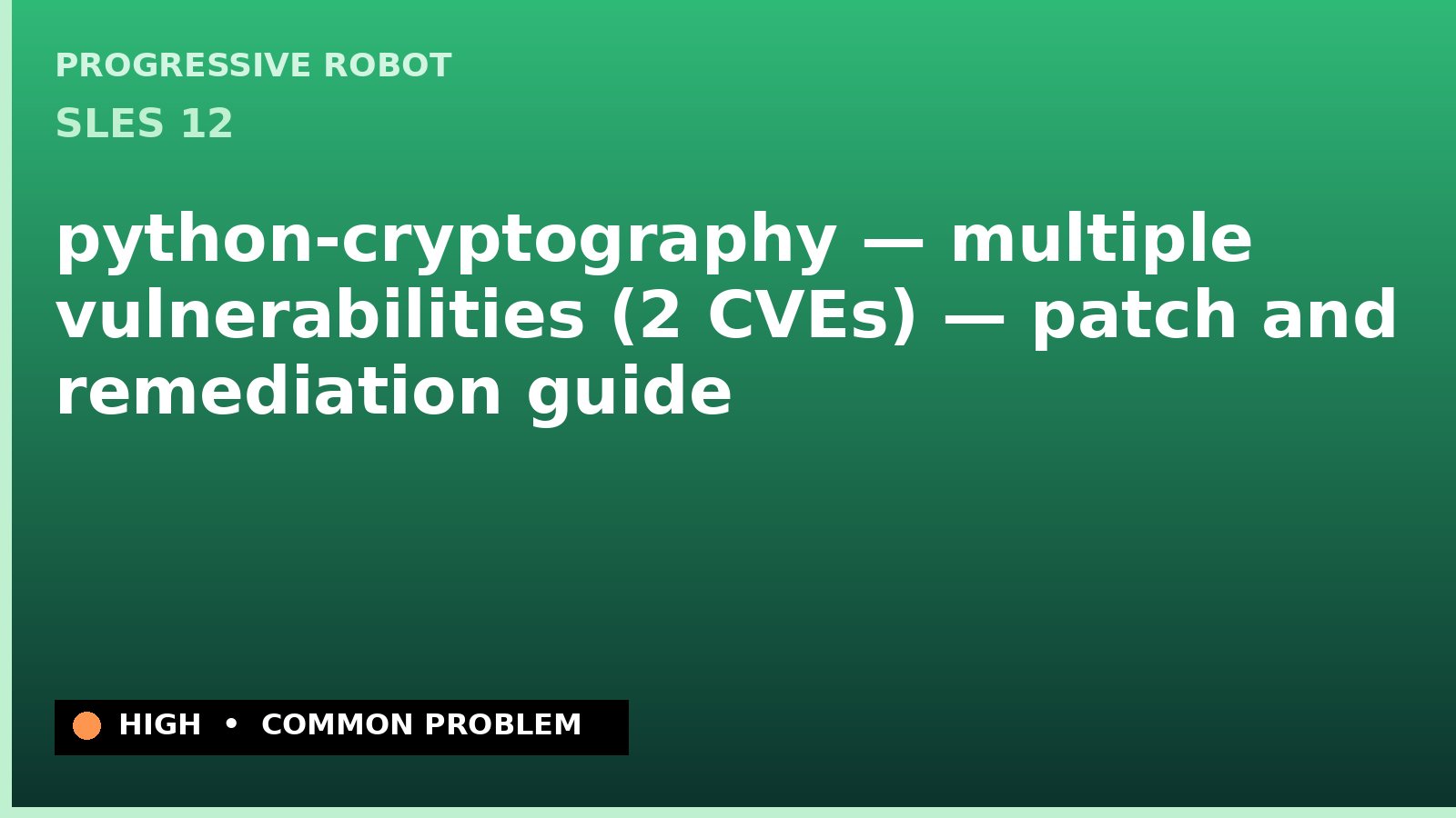SLES 12 — python-cryptography — multiple vulnerabilities (2 CVEs) — patch and remediation guide — diagnosis and fix on SLES 12