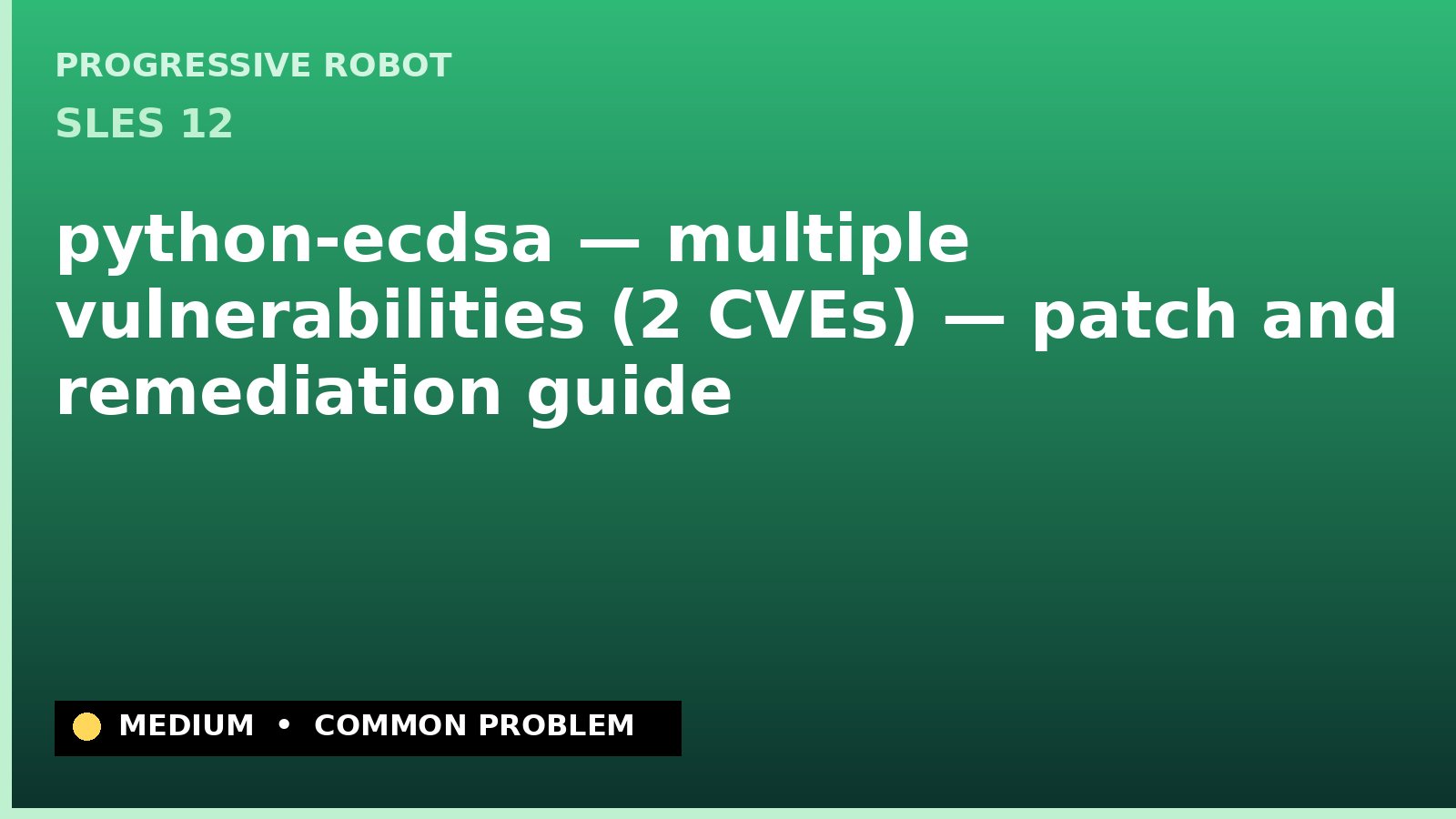 SLES 12 — python-ecdsa — multiple vulnerabilities (2 CVEs) — patch and remediation guide — diagnosis and fix on SLES 12