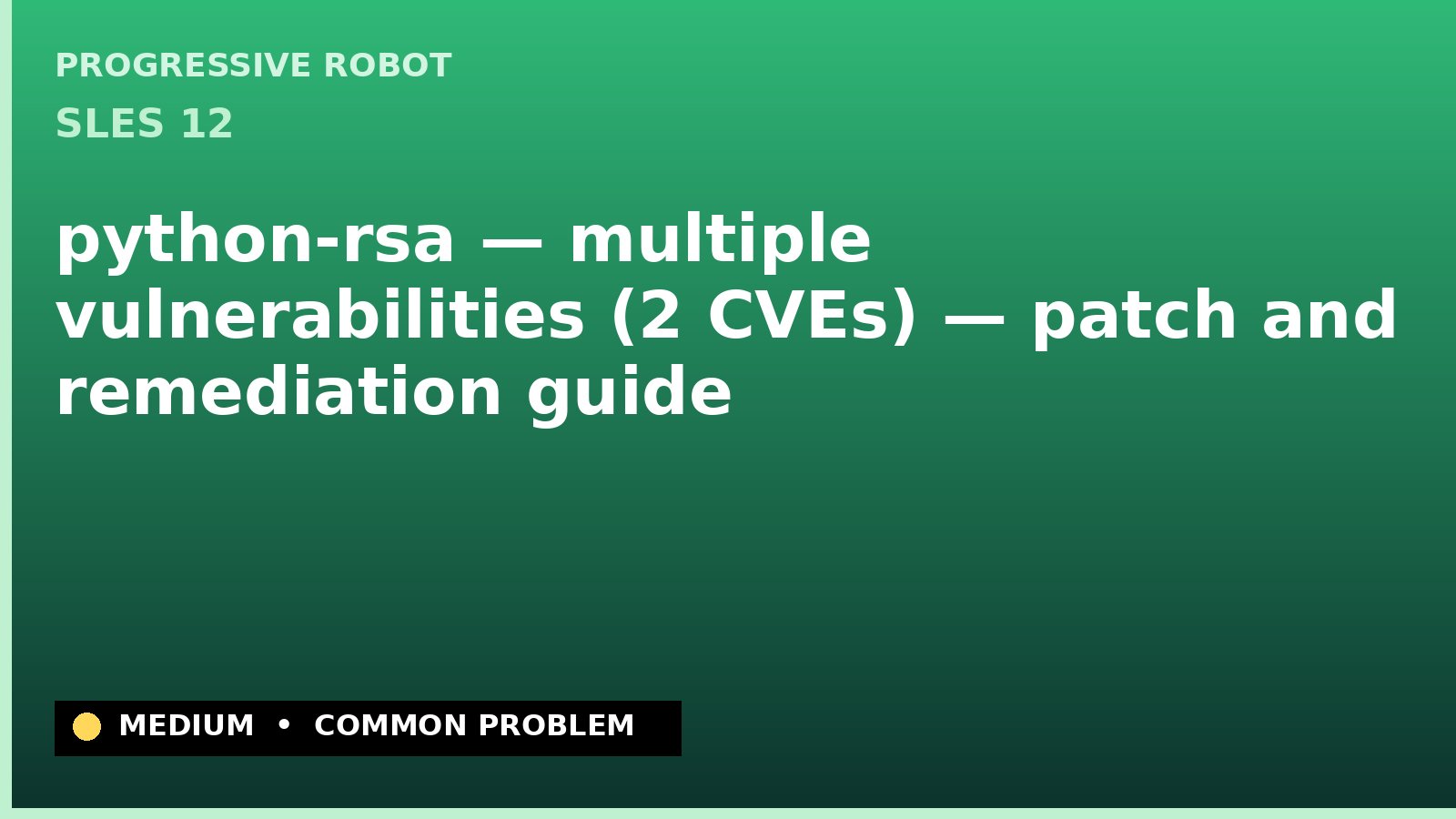 SLES 12 — python-rsa — multiple vulnerabilities (2 CVEs) — patch and remediation guide — diagnosis and fix on SLES 12