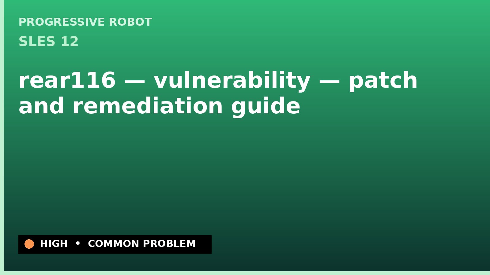 SLES 12 — rear116 — vulnerability — patch and remediation guide — diagnosis and fix on SLES 12